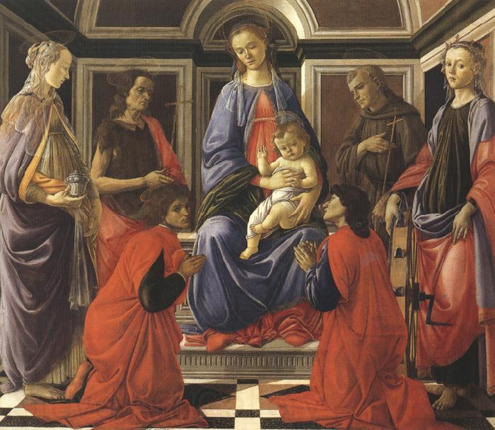 Sandro Botticelli Madonna enthroned with Child and Saints (mk36) Norge oil painting art